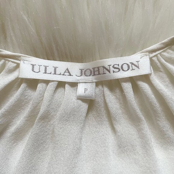 Ulla Johnson White Black Gray Stripe Sheer V-Neck Short Sleeve Blouse - Picture 5 of 5